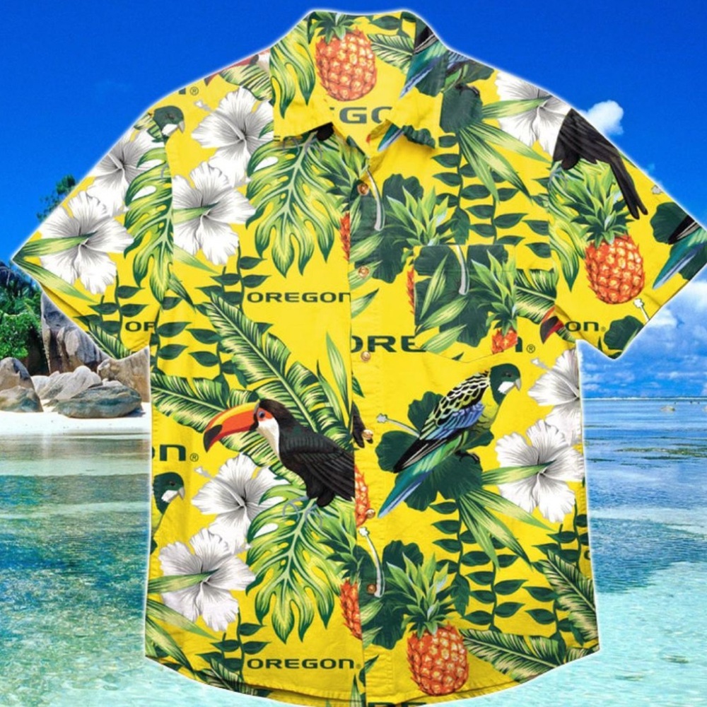 Oregon Ducks Hawaiian Button Up